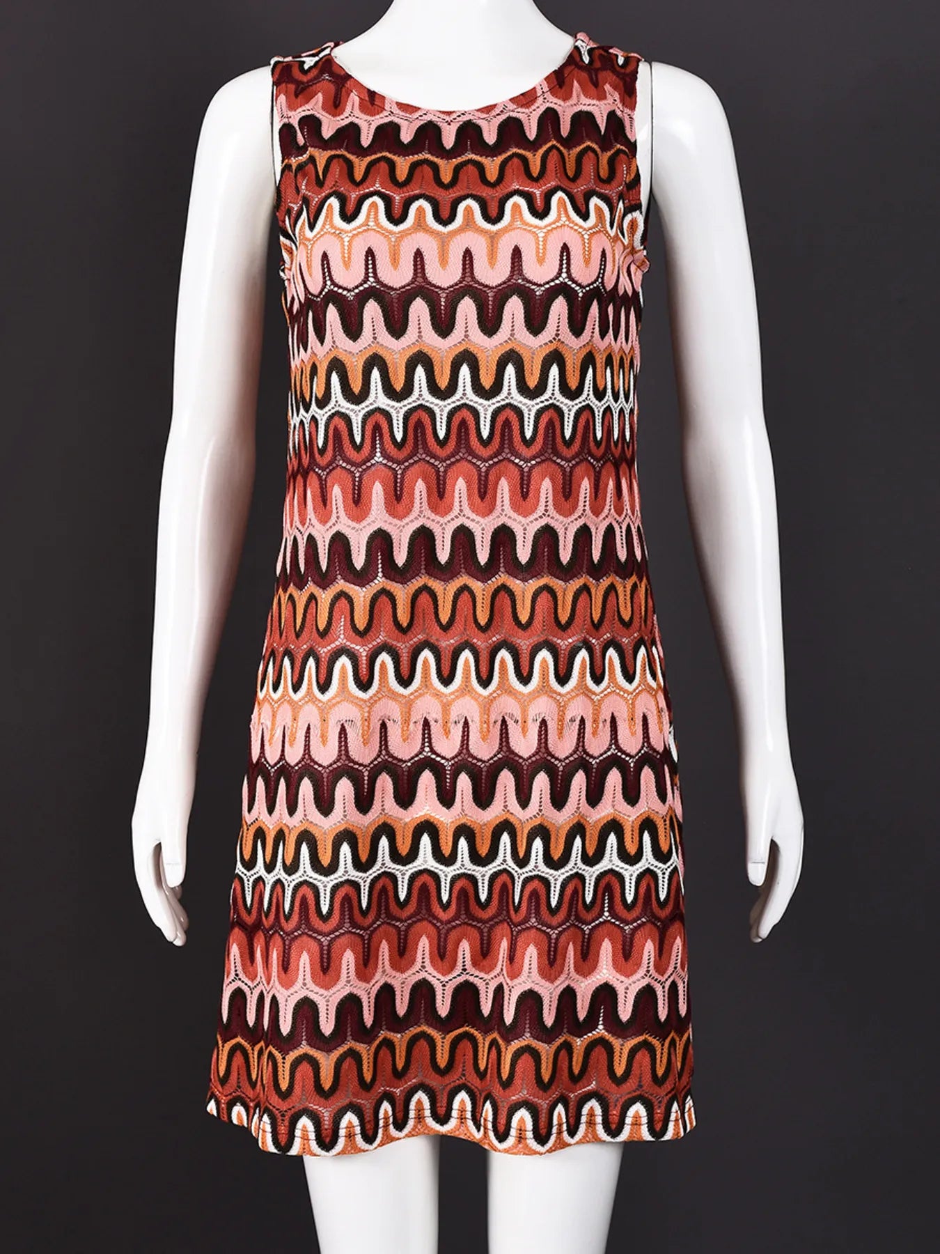 Printed Round Neck Sleeveless Dress