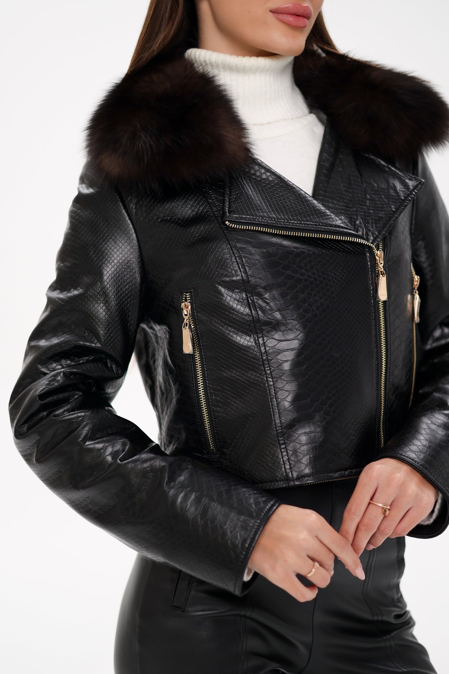 Genuine Polar Fox Real Leather Transformer Jacket