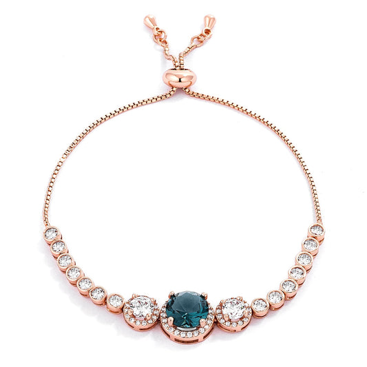 Adjustable Plated Graduated CZ Bolo Style Tennis Bracelet