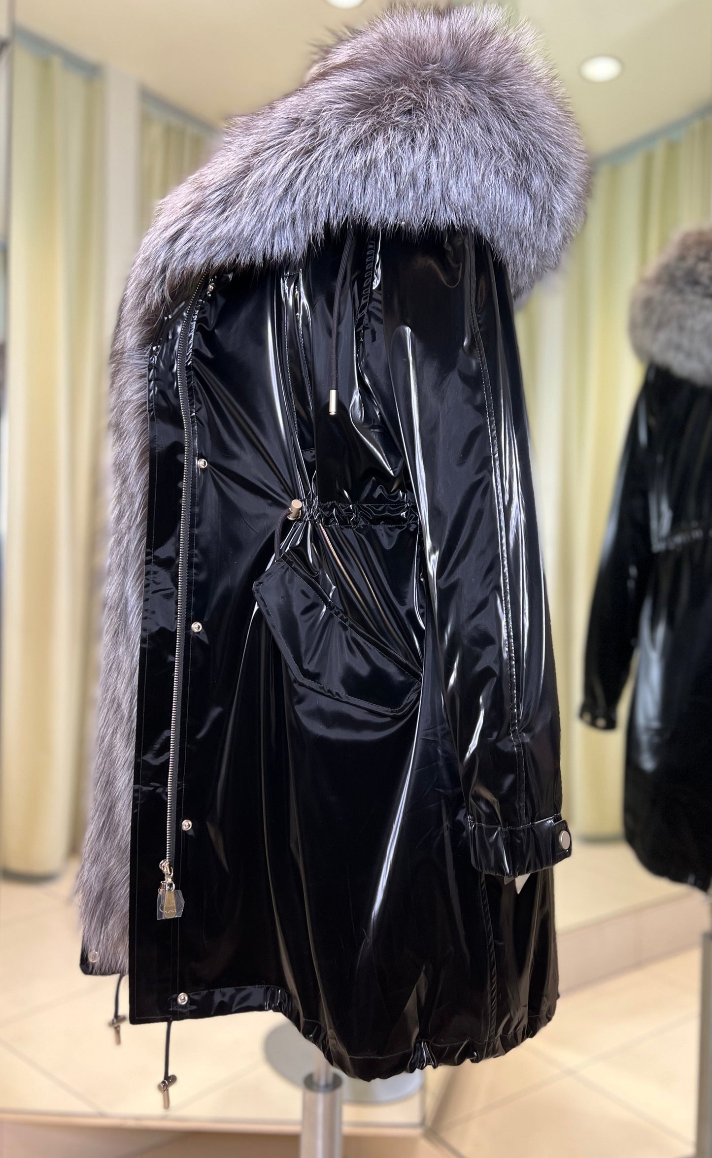 Genuine Silver Fox Fully Lined Hood Rabbit Insulated Parka