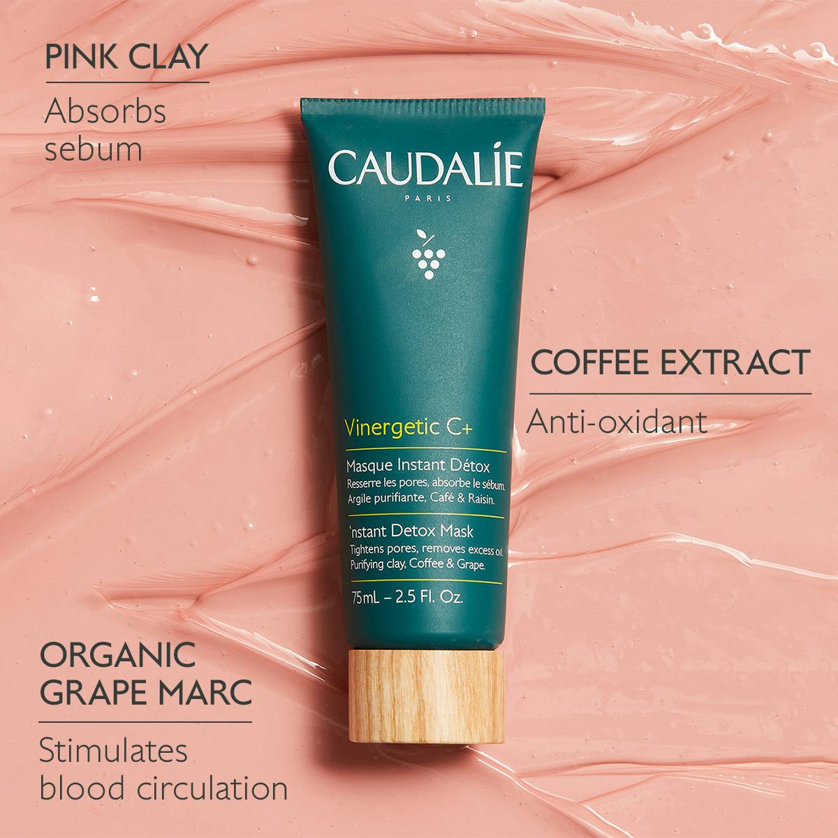Caudalie Vinergetic C Instant Detox Mask 75 ml -3 Pack