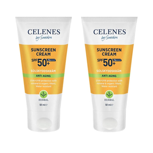 Celenes by Sweden Herbal Sunscreen Face Cream Spf Anti Aging 50 Spf  50 ml / 1.7 fl oz -2 Pack