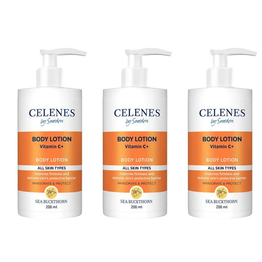 Celenes by Sweden Sea Buckthorn Body Lotion 200 ml / 6.8 fl oz -3 Pack