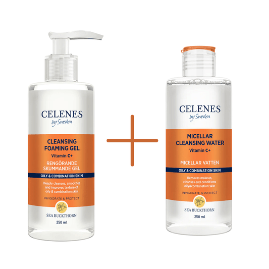 Celenes by Sweden Sea Buckthorn Cleansing Foaming Gel 250 ml / 8.5 fl oz & Buckthorn Micellar Cleasing Water 250 ml / 8.5 fl oz