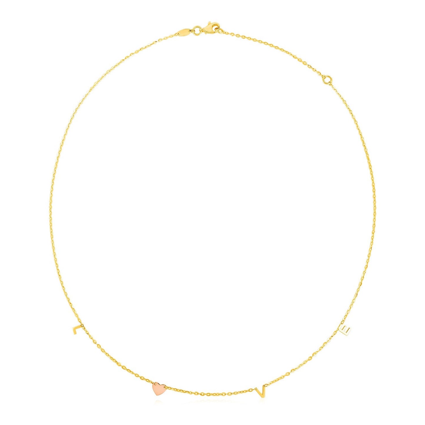 14k Two Tone Gold Love Necklace