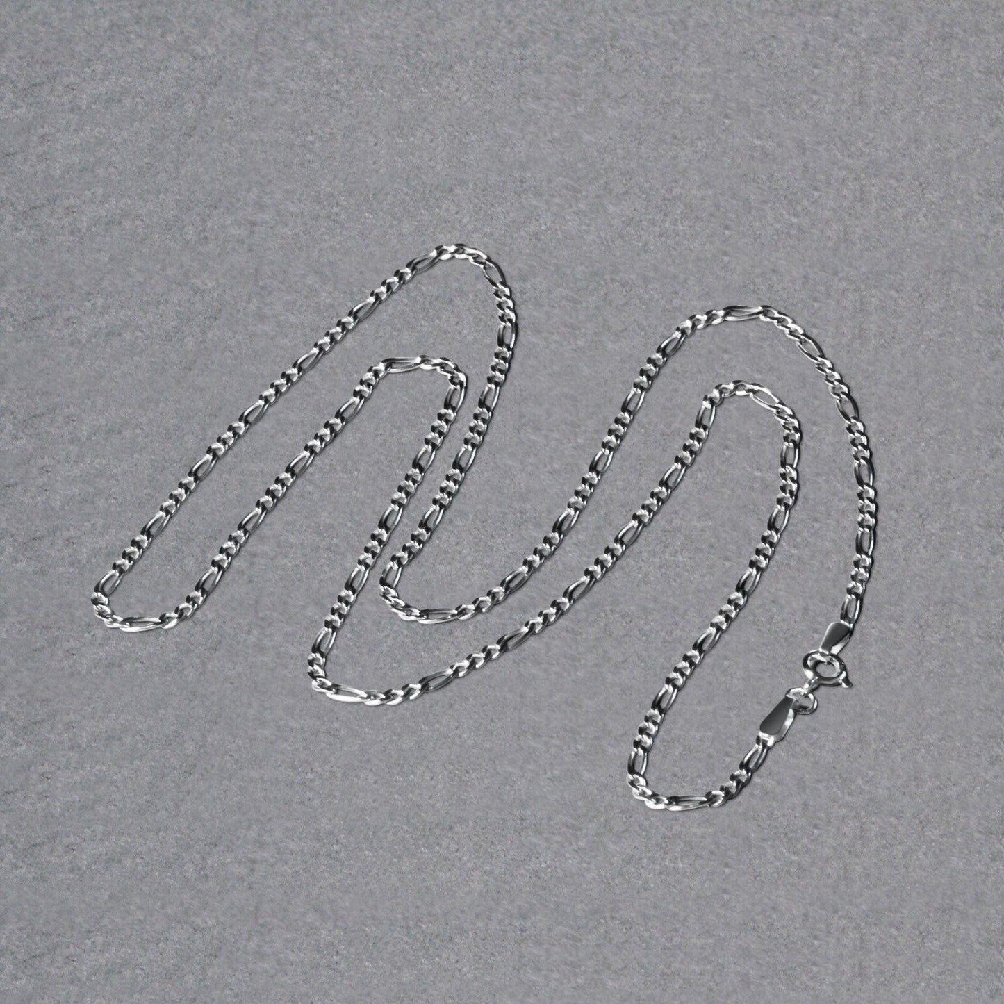 14k White Gold Solid Figaro Chain 1.9mm