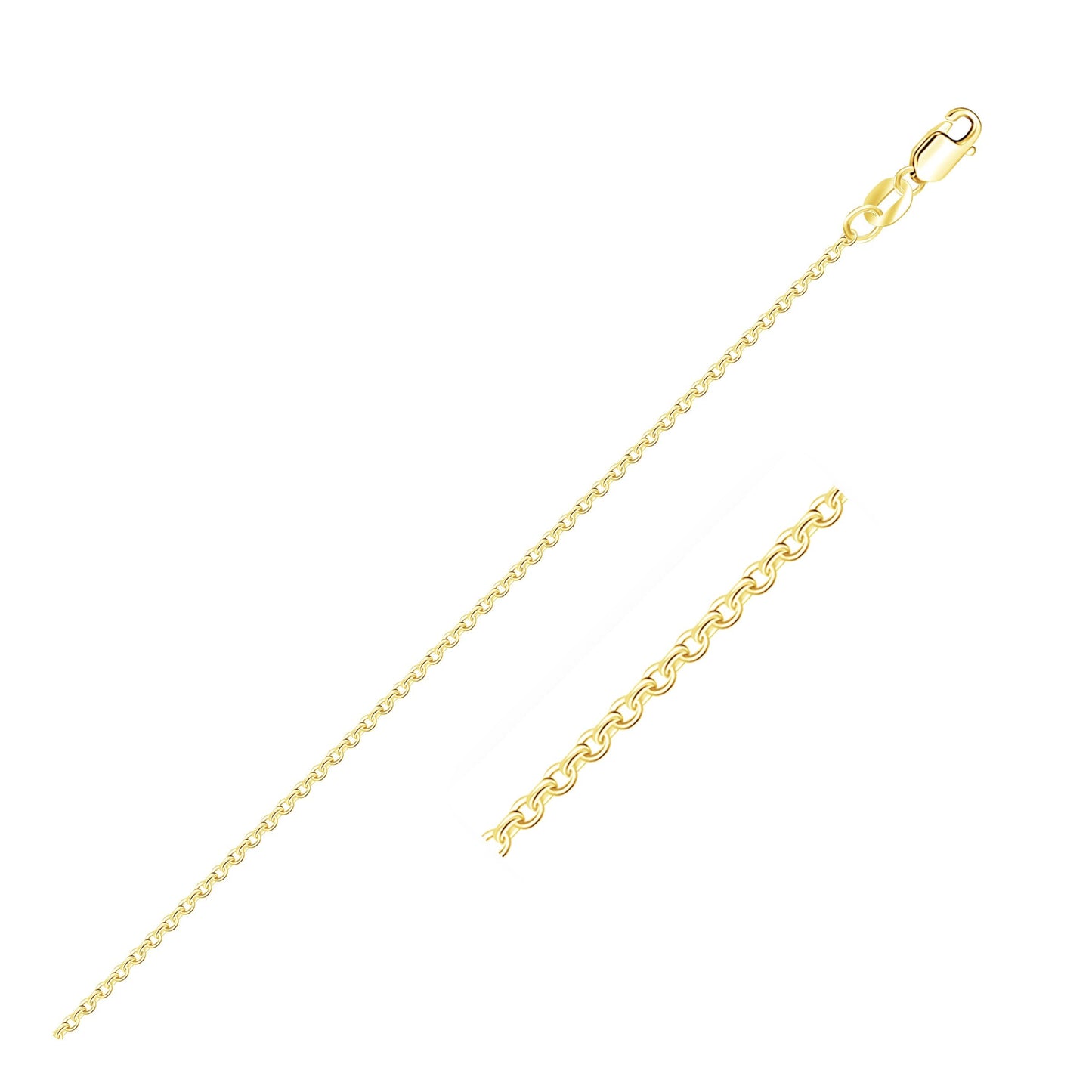 14k Yellow Gold Diamond Cut Cable Link Chain 1.1 mm