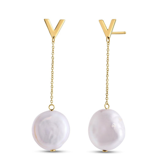 14k Yellow Gold Tesoro Pearl Drop Earrings
