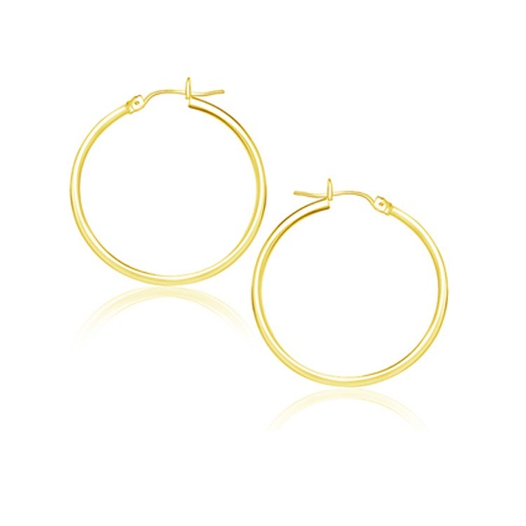 10k Yellow Gold Polished Hoop Earrings 25 mm