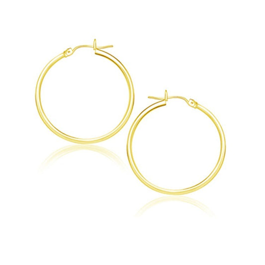 10k Yellow Gold Polished Hoop Earrings 25 mm