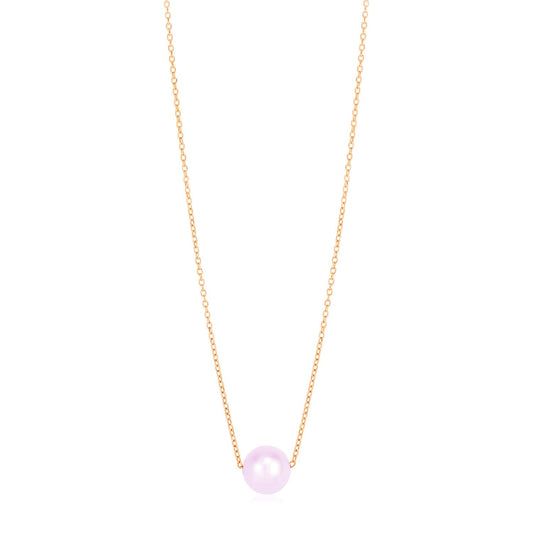 14k Rose Gold Pearl Solitaire Necklace