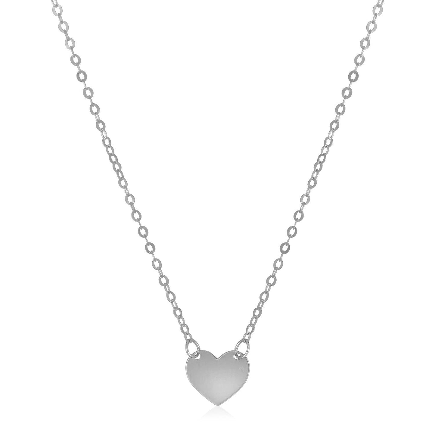 14k White Gold Polished Mini Heart Necklace