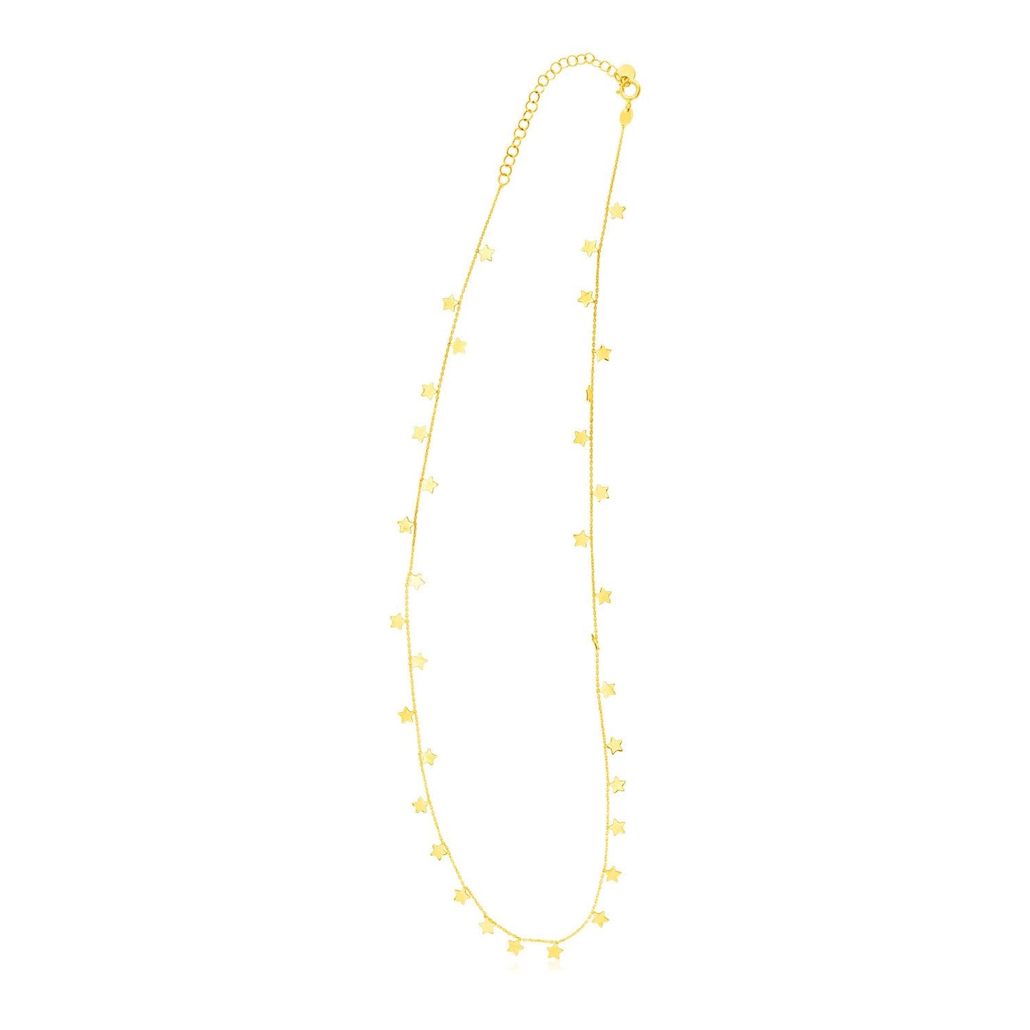 14K Yellow Gold Necklace with Dangling Stars