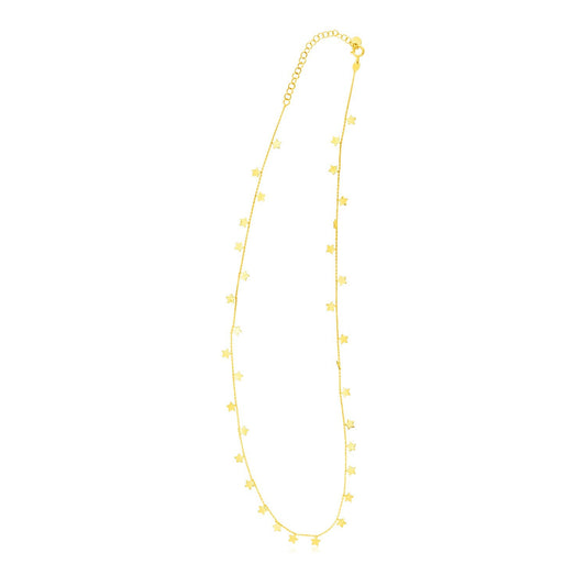 14K Yellow Gold Necklace with Dangling Stars