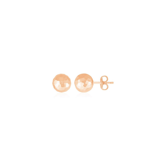14 k Rose Gold Ball Earrings with Faceted Texture