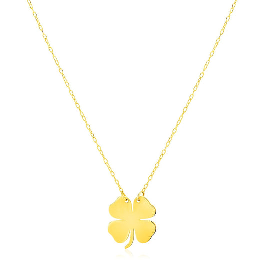 14K Yellow Gold Four Leaf Clover Necklace
