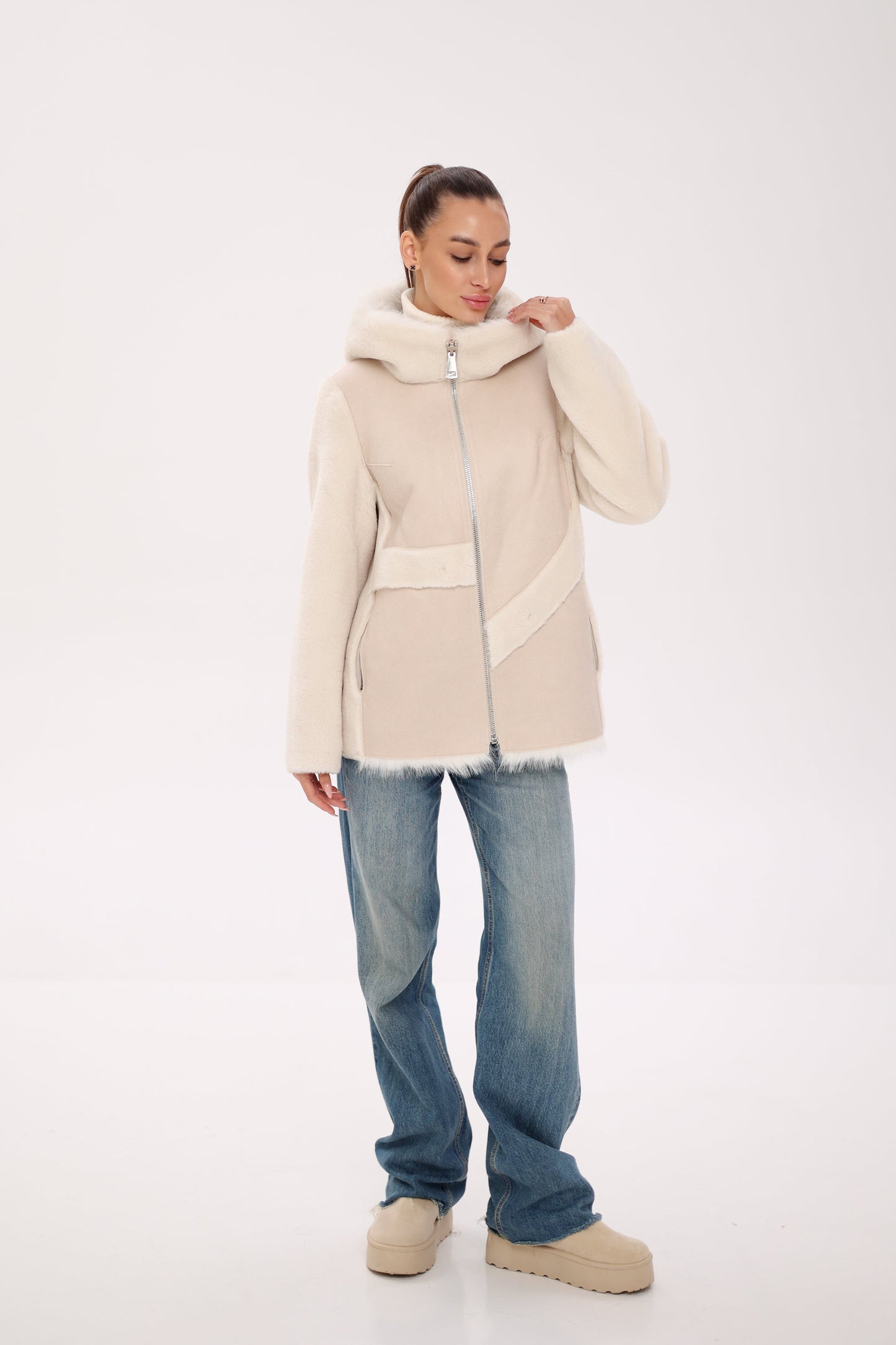 ⇆ Reversible Hooded Wool Blend Jacket