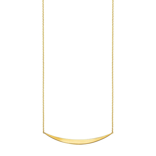 14k Yellow Gold Necklace with Polished Curved Bar Pendant