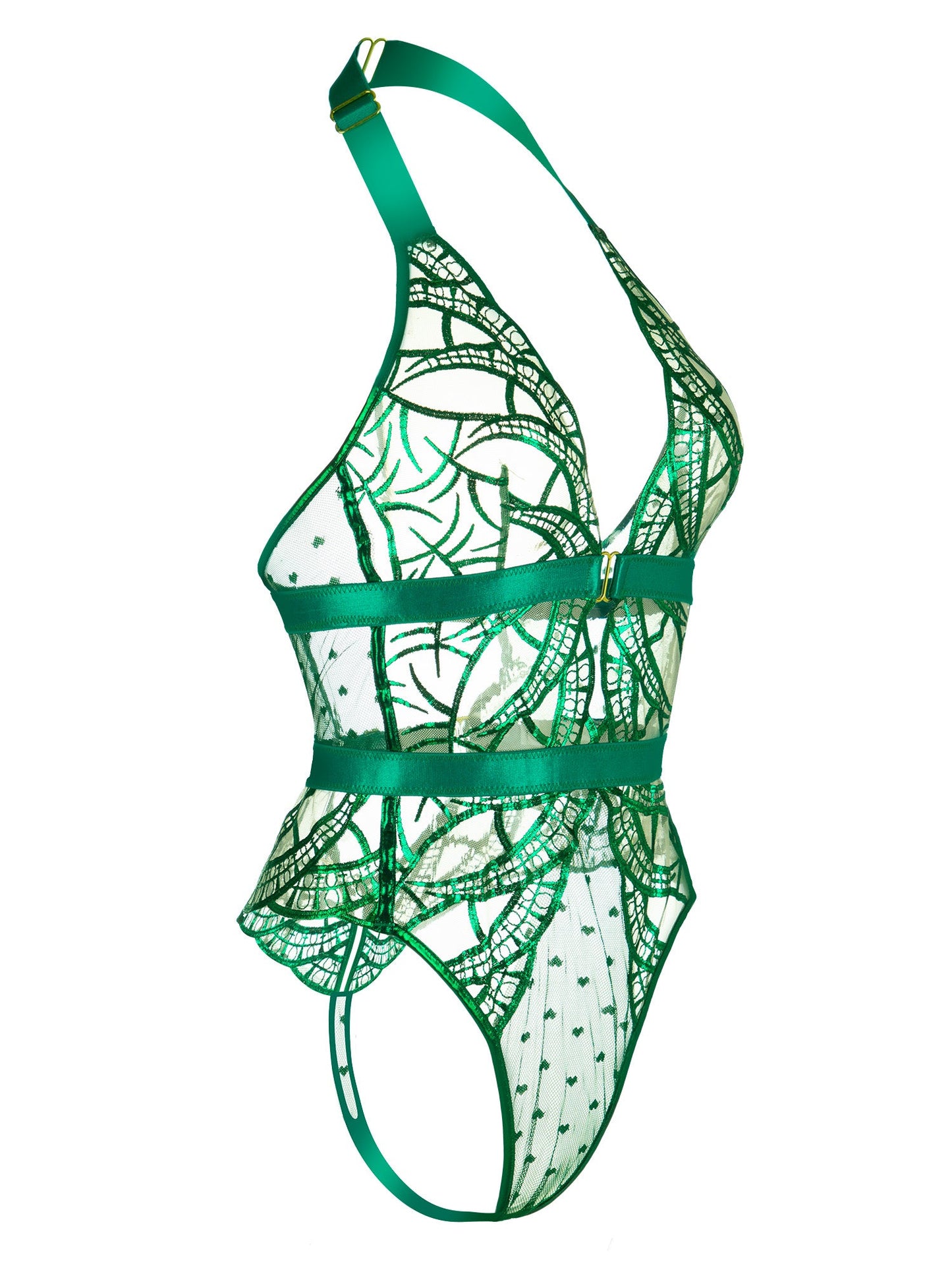 Body transparent séduisant en dentelle verte
