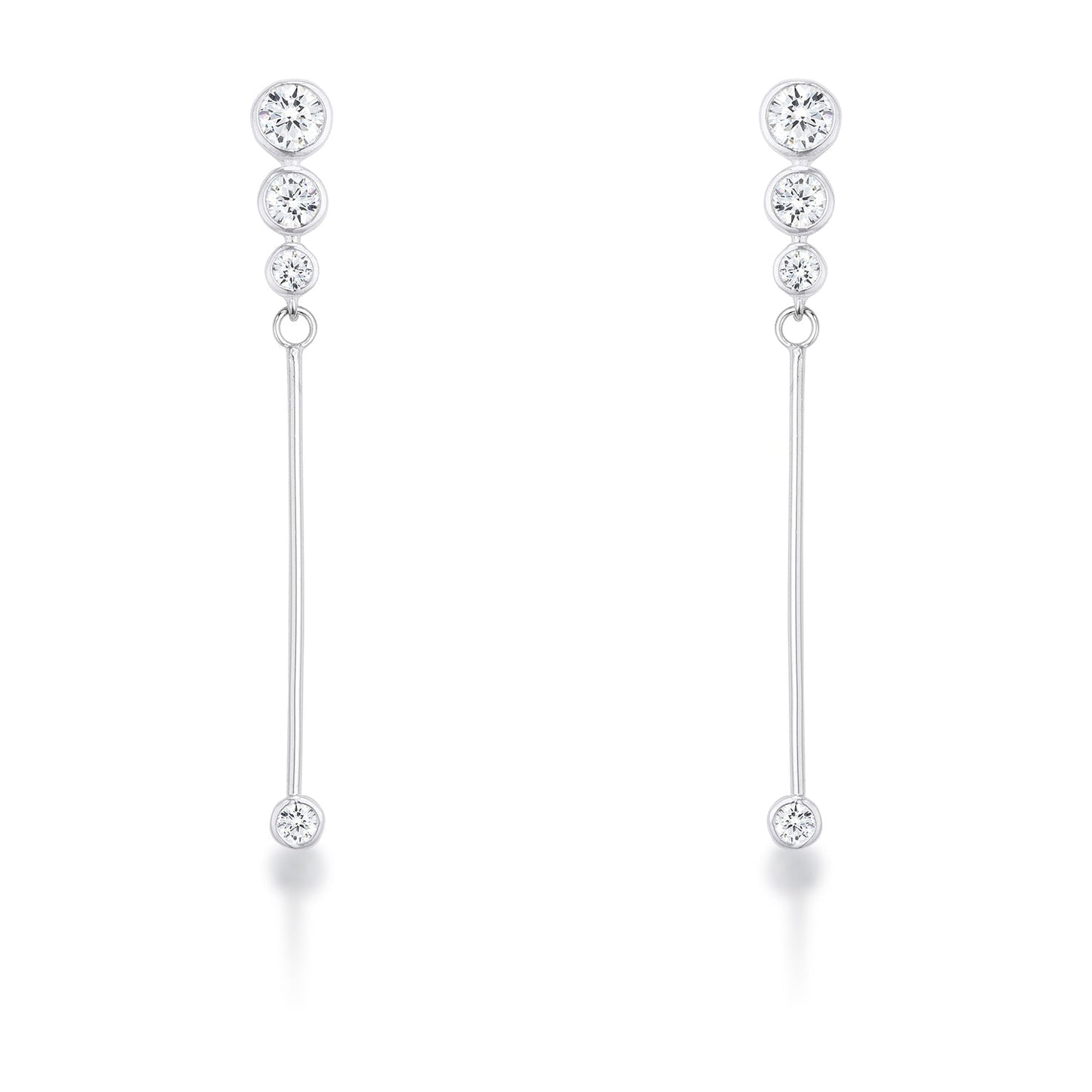 1.2Ct Graduated Plated Drop Cubic Zirconia Earrings.