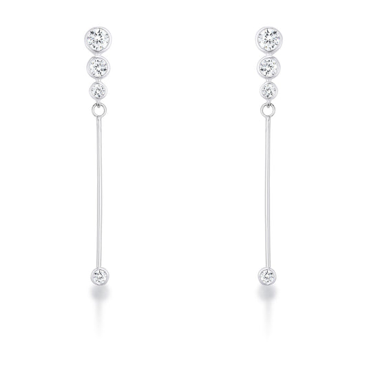 1.2Ct Graduated Plated Drop Cubic Zirconia Earrings.