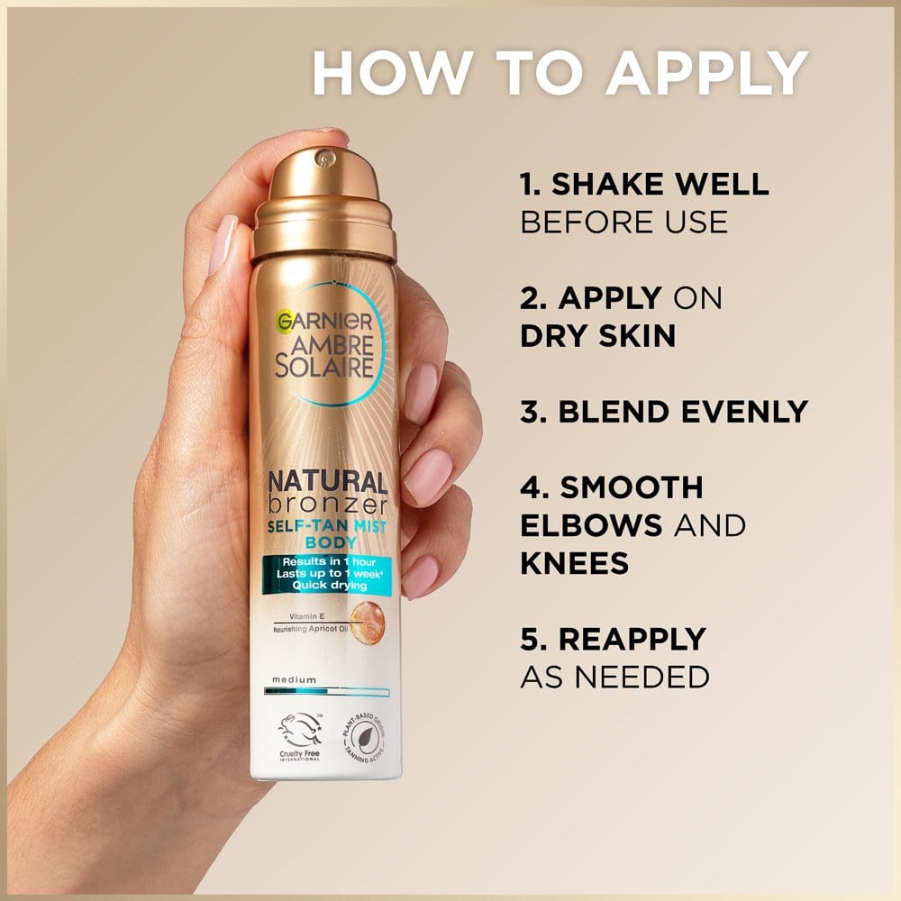 Garnier Ambre Solaire Natural Bronzer Self-tan Mist Body Spray , Medium 150ml