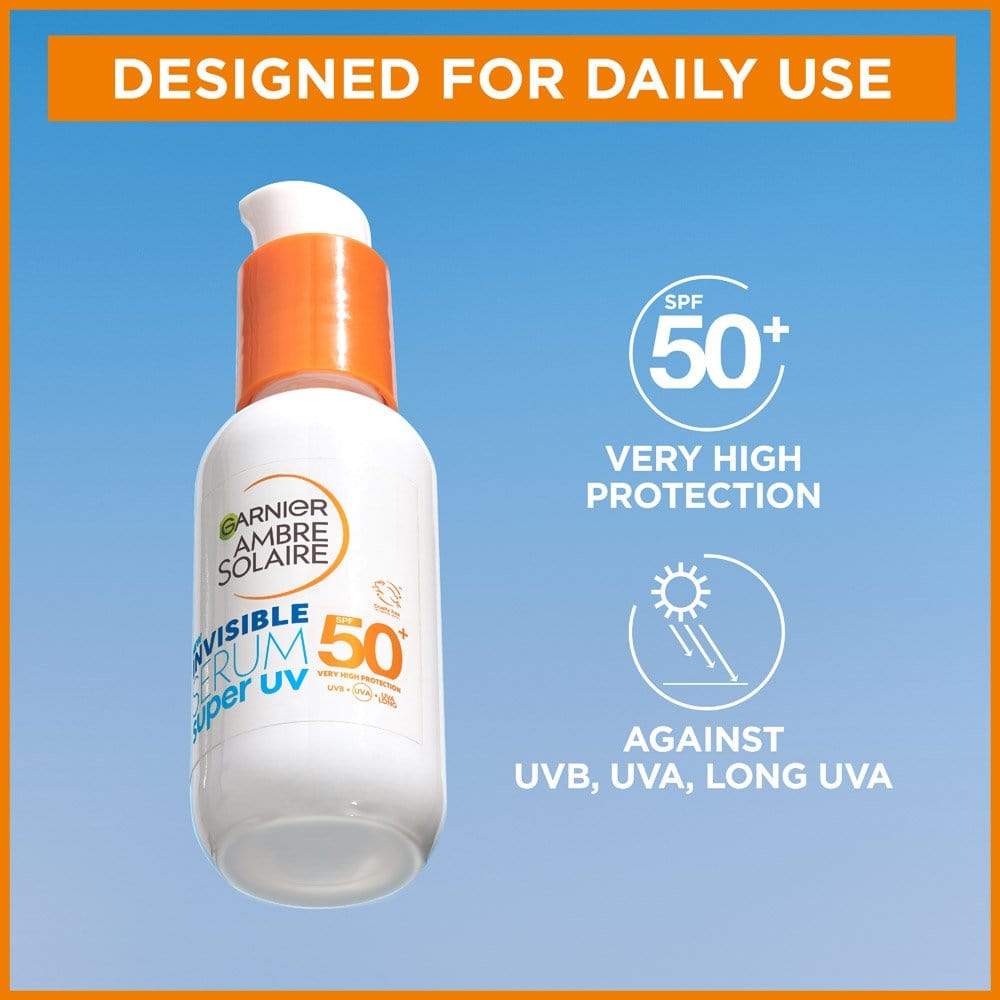 Garnier Ambre Solaire Super UV Daily Invisible Face Serum with SPF 50 + 30 ml 3 Pack