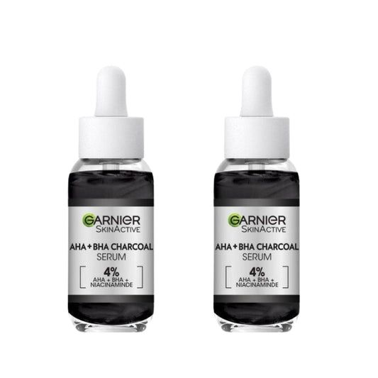 Garnier Skin Active 4% AHA + BHA & Niacinamide Charcoal Face Serum 30 ml 2 Pack