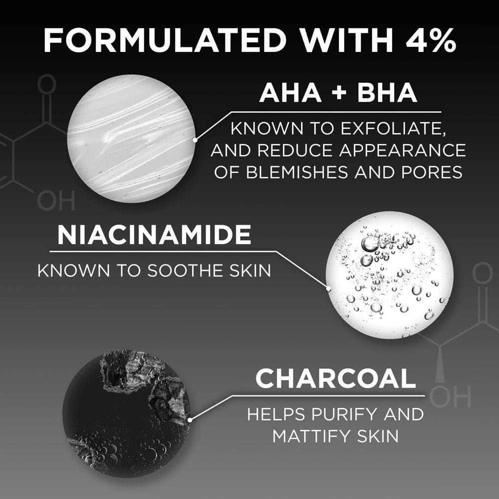 Garnier Skin Active 4% AHA + BHA & Niacinamide Charcoal Face Serum 30 ml 2 Pack