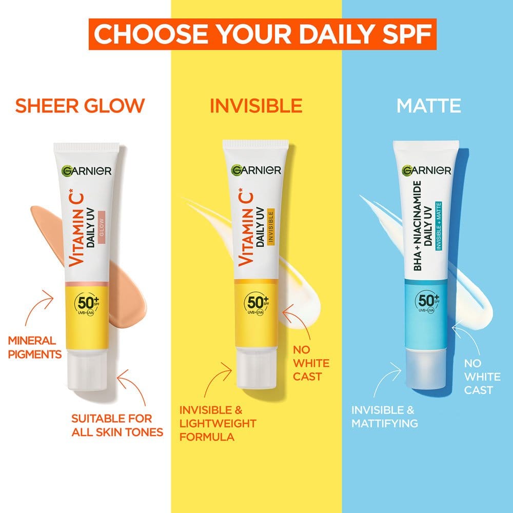 Garnier Skin Active Vitamin C Daily UV Brightening Fluid Sheer Glow, SPF50+ 40 ml 2 Pack