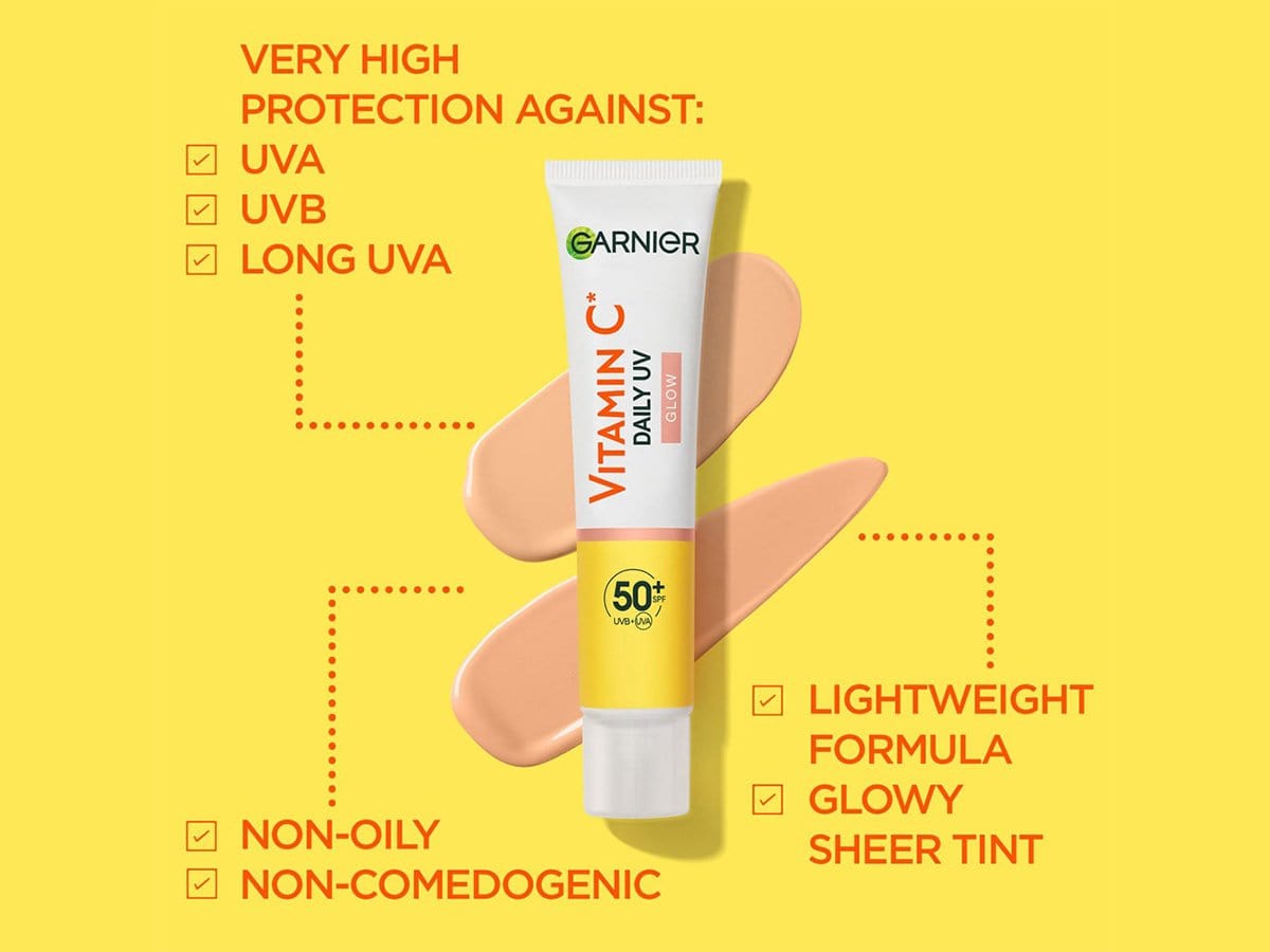 Garnier Skin Active Vitamin C Daily UV Brightening Fluid Sheer Glow, SPF50+ 40 ml 2 Pack