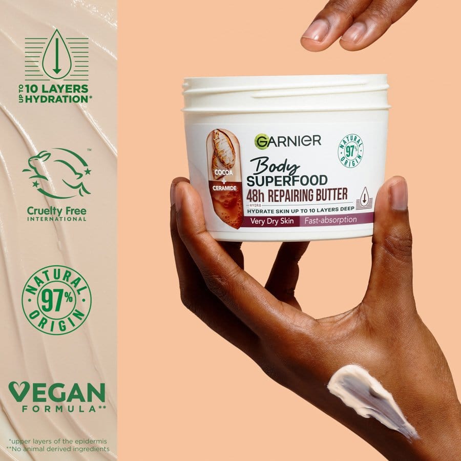 Garnier Superfood Garnier Body Superfood Cocoa & Ceramide Body Cream 380ml 3 Pack