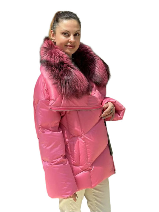 Veste en duvet de renard argenté véritable de qualité supérieure