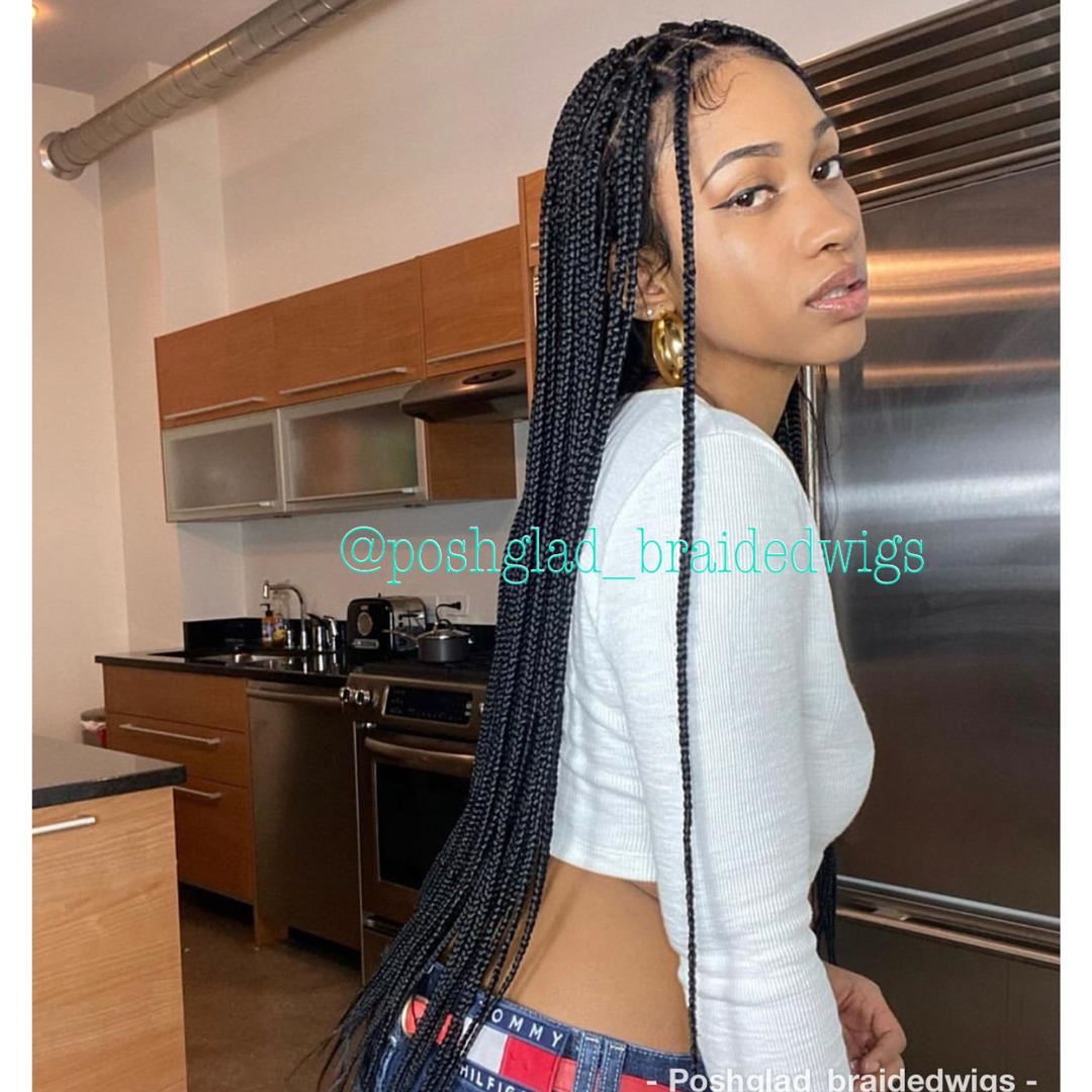 Shade Knotless Braid Wig, Full Lace, Color 1, Glueless, Scalp-Looking (Erica)