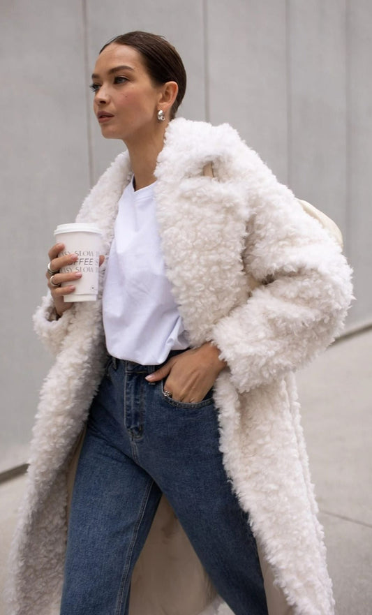 Manteau en fourrure de laine péruvienne véritable Teddy Bear