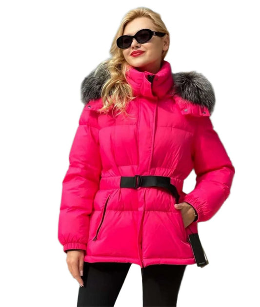 Veste en duvet de renard argenté véritable
