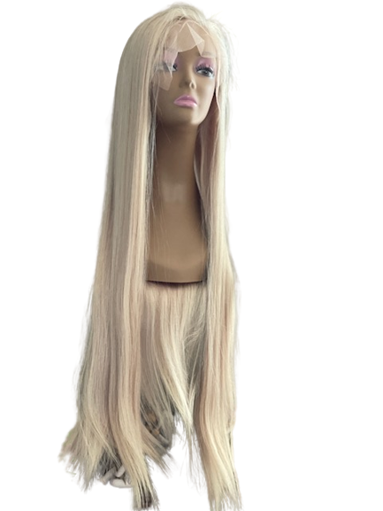 30" Blonde Front Lace Wig 150% Density Light Platinum Blonde