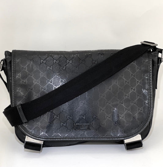 Gucci Men's Messenger GG Supreme Canvas Double Buckle Flap Crossbody Men's Bag Preowned