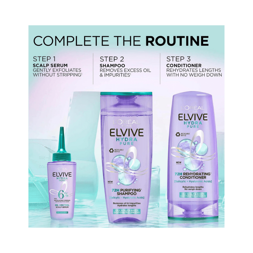 Loreal Elseve Hydra[Hyaluronic] Pure Salicylic Acid Containing Anti-Oily Peeling Scalp Serum 102 ml