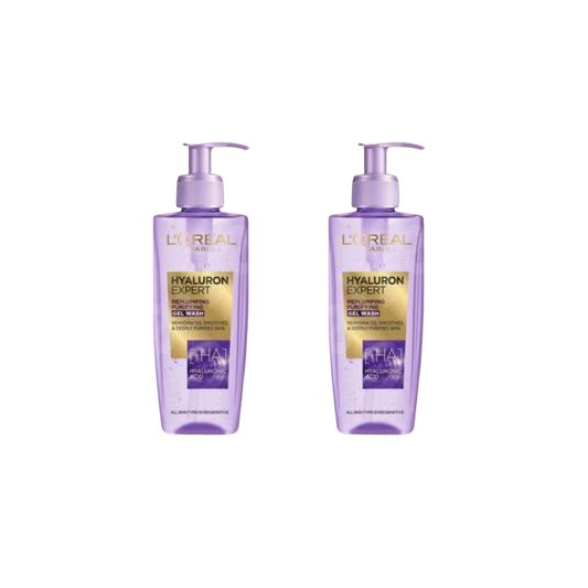 Loreal Paris Hyaluron Expert Skin Plumping Purifying Cleansing Gel 200 ml 2 Pack