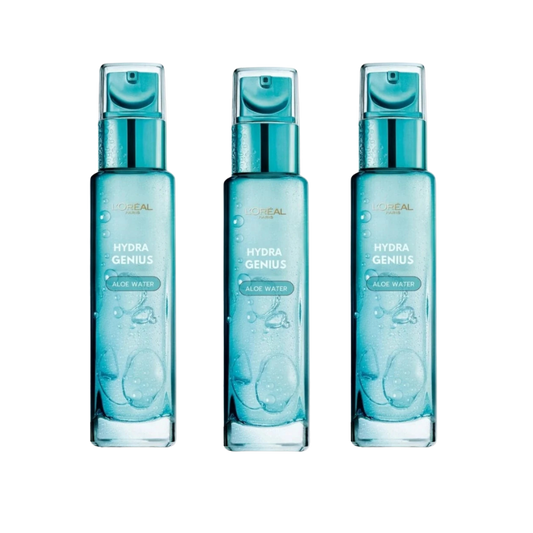 Loreal Paris Hydra Genius Hyaluronic Acid + Aloe Vera Liquid Moisturiser for Dry To Sensitive Skin,70ml 3 Pack