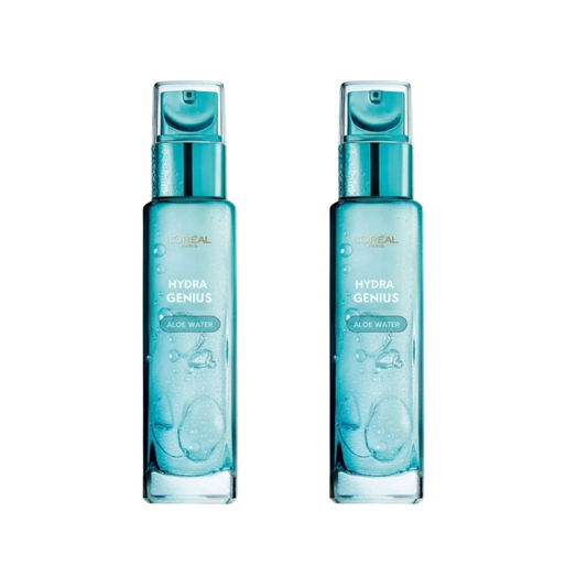 Loreal Paris Hydra Genius Hyaluronic Acid + Aloe Vera Liquid Moisturiser for Normal to Combination Skin, 70ml 2 Pack