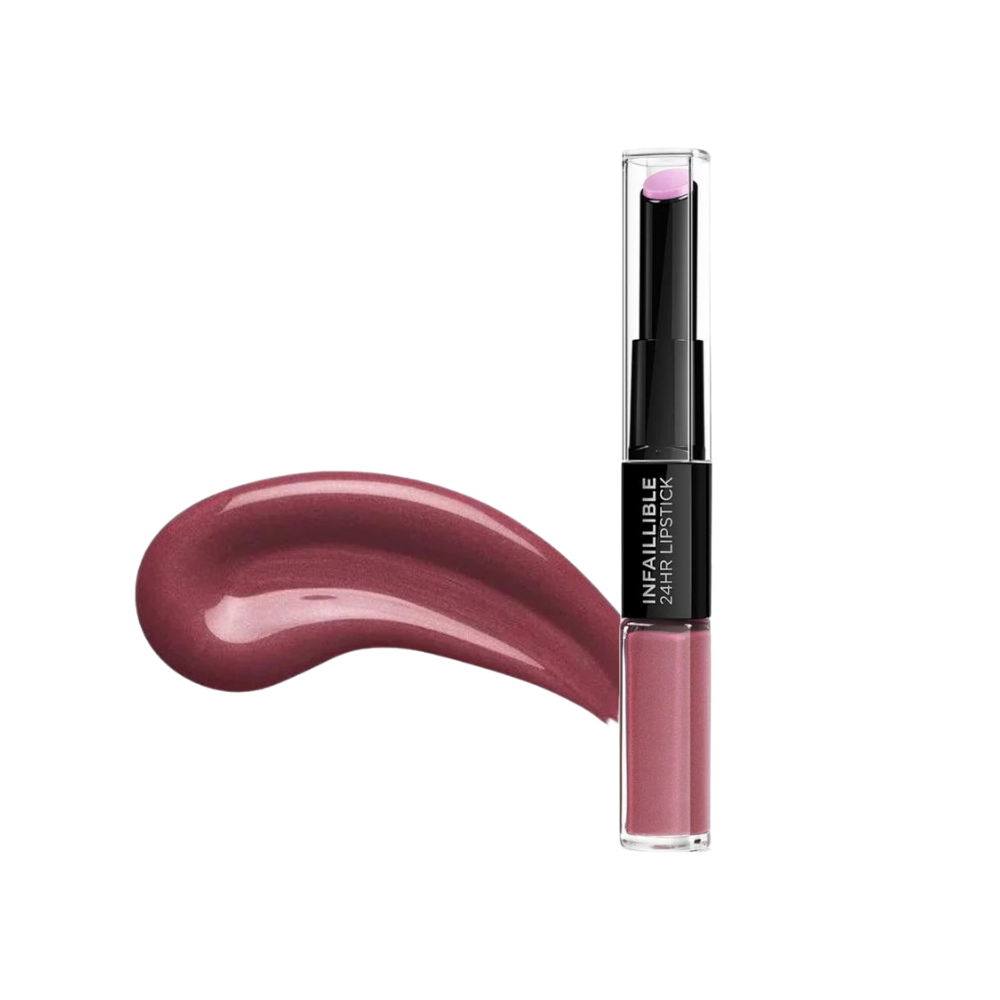 Rouge à lèvres longue tenue Infallible de L'Oréal Paris en 2 étapes - 213 Toujours Teaberry