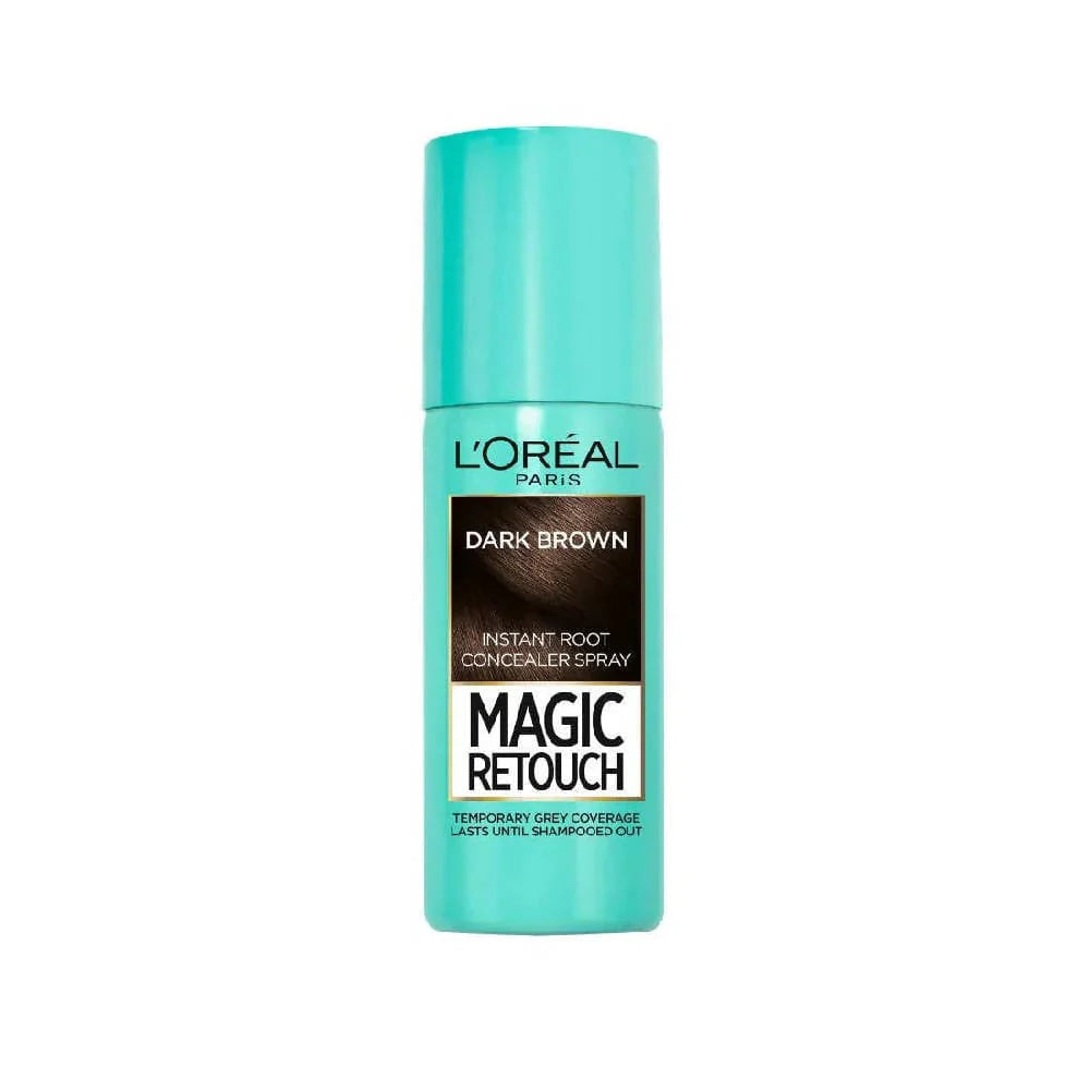 Spray correcteur de racines grises temporaire instantané Magic Retouch Dark Brown de L'Oréal Paris, 75 ml - Brun foncé