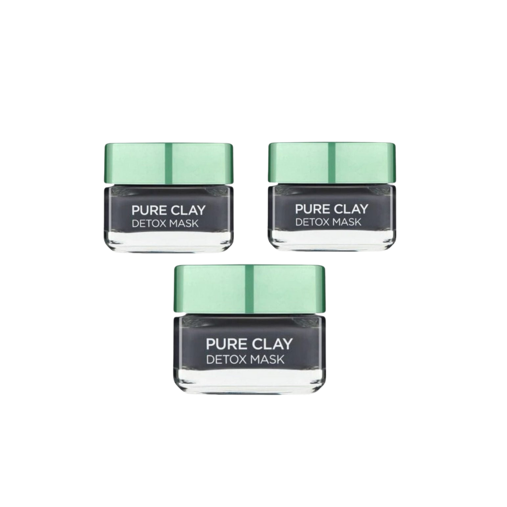 Lot de 3 masques détox à l'argile pure de L'Oréal Paris 50 ml