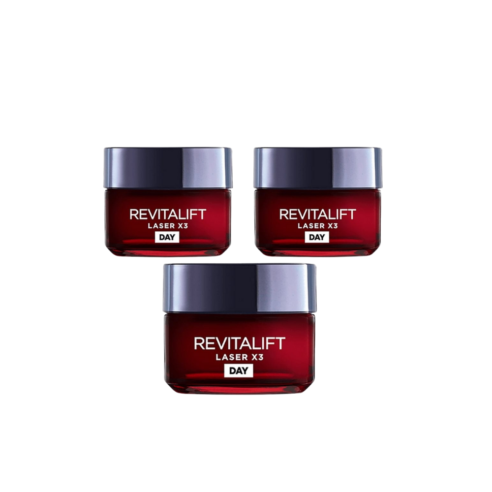 L'Oréal Paris Revitalift Laser X3 Crème de Jour Anti-Âge Profonde 50 ml Lot de 3
