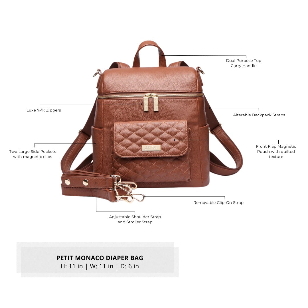 Petit Monaco Diaper Bag | Caramel Brown