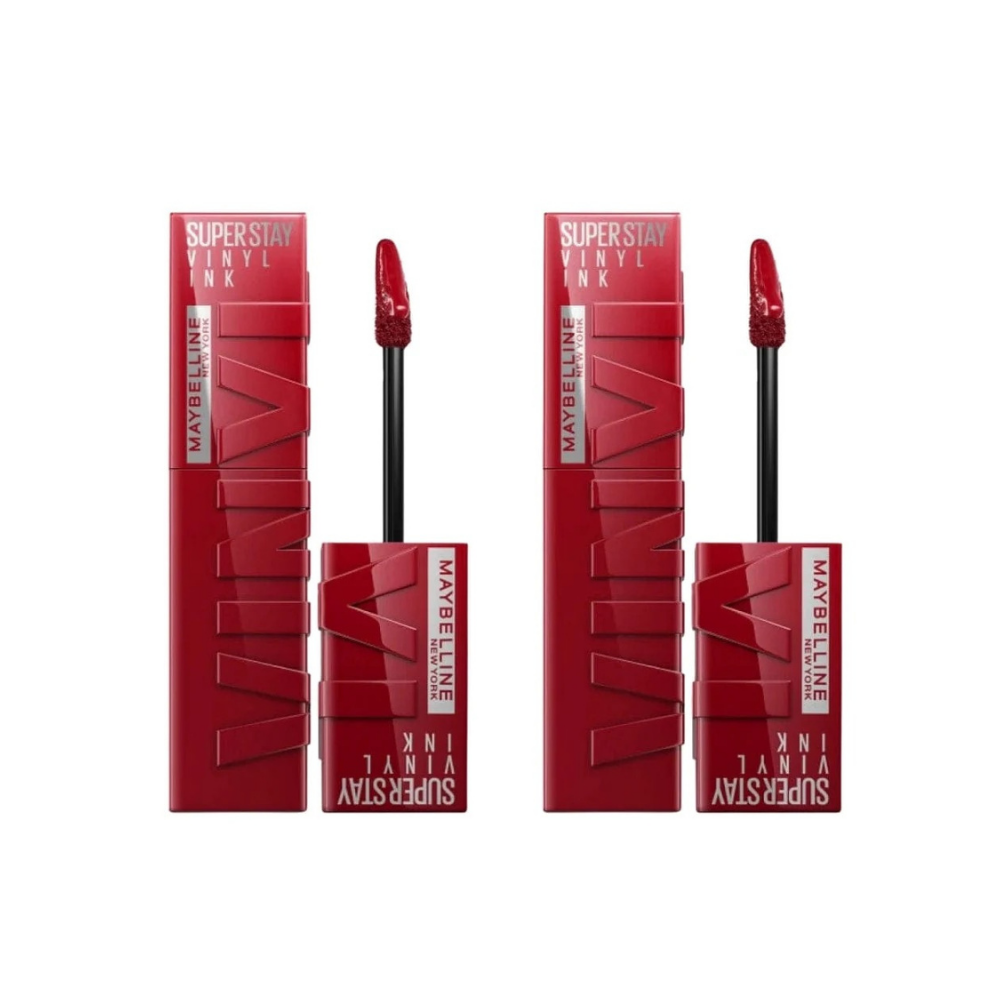 Rouge à lèvres liquide brillant longue tenue Super Stay Vinyl Ink de Maybelline New York - 10 rouges à lèvres - Lot de 2