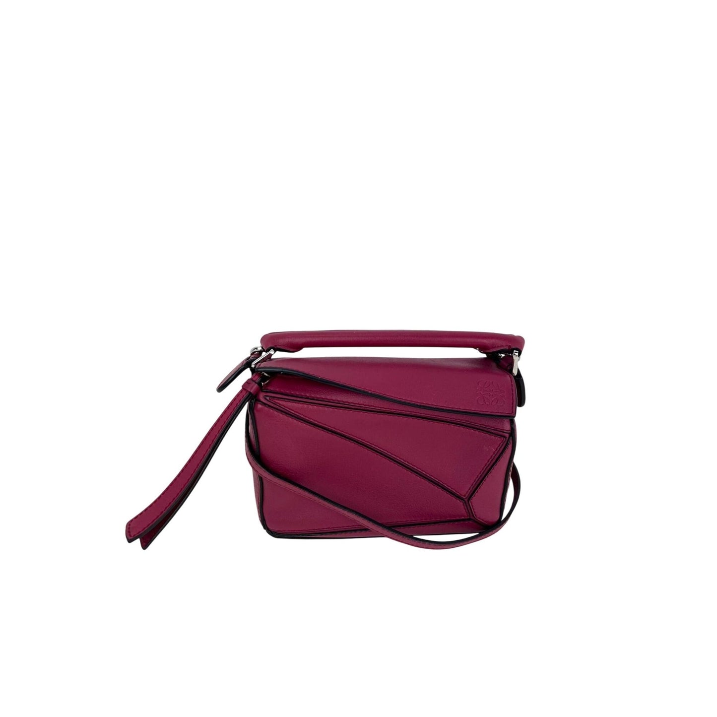 Sac à main à bandoulière Loewe Mini Puzzle en cuir de veau cramoisi