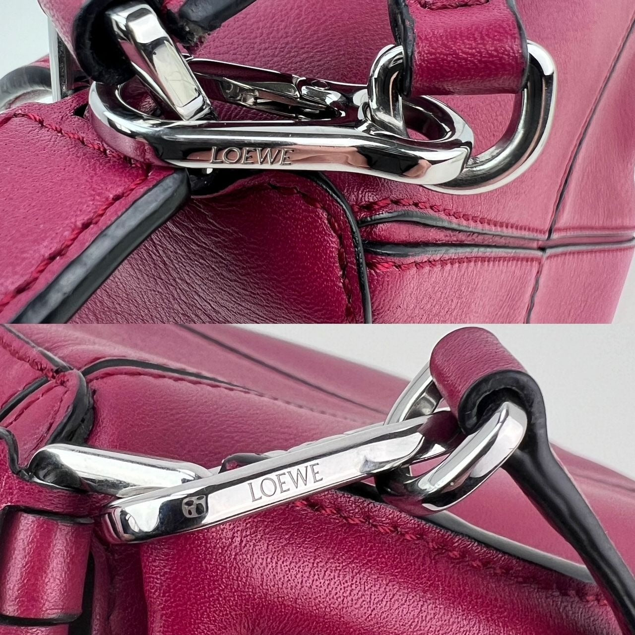 Sac à main à bandoulière Loewe Mini Puzzle en cuir de veau cramoisi
